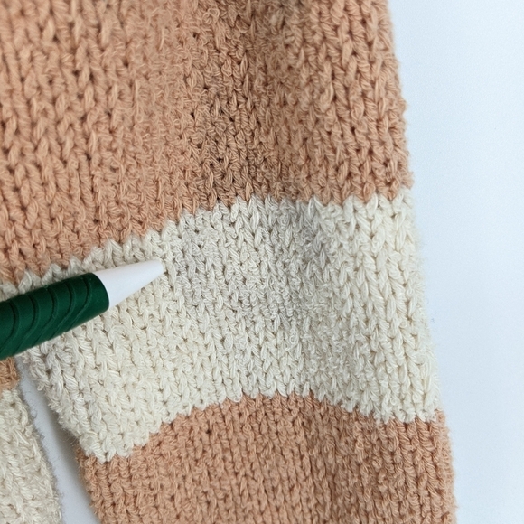 J Crew Mixed Stripe Pullover Knit Sweater Cotton Linen Nylon Blend Peach/Ivory S - Picture 5 of 11
